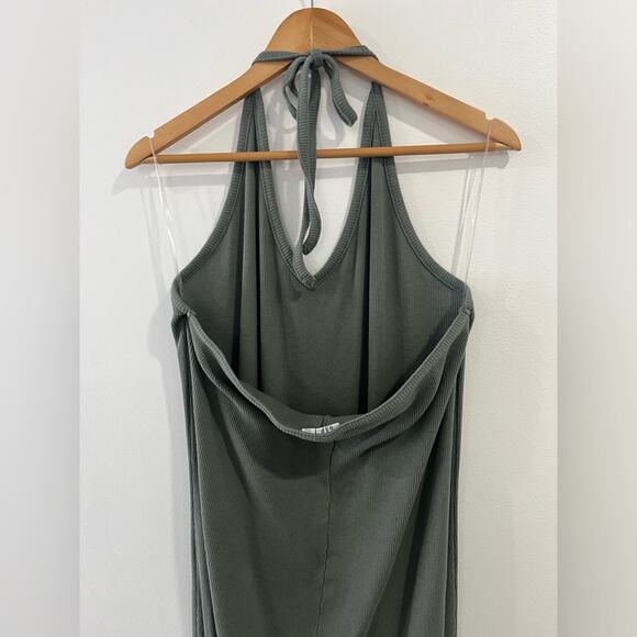 GAP ribbed halter midi dress in vintage palm XXL - Picture 8 of 12